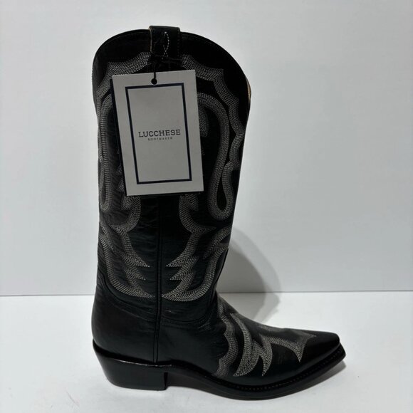 Lucchese Women’s Black Cow Vamp Stitch Western Boots, Size 6.5 B - Picture 1 of 7